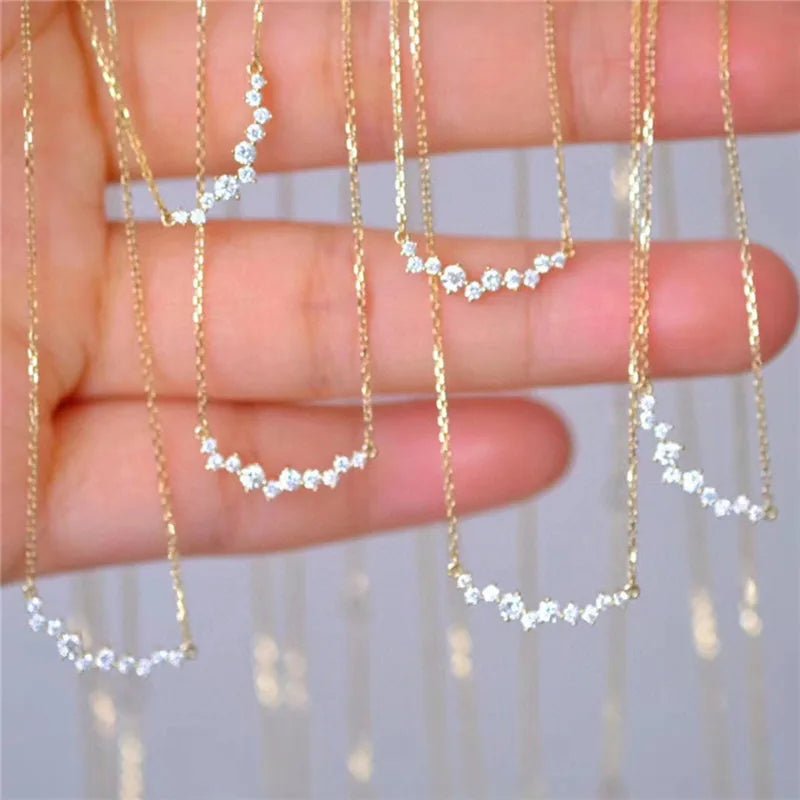 Crystal Drop Chain Necklace - GILDED GLIMMER